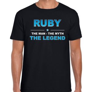 Naam cadeau Ruby - The man, The myth the legend t-shirt zwart voor heren - Cadeau shirt voor o.a verjaardag/ vaderdag/ pensioen/ geslaagd/ bedankt L