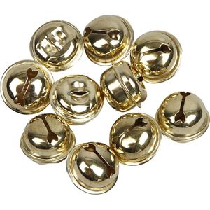 48x Gouden metalen belletjes 13-15-17 mm met oog - Kerst kersmuts belletjes - Kattenbellen - Hobby- en Knutselmateriaal