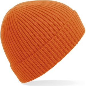 Gebreide Ribbed Beanie wintermuts in het oranje voor volwassenen - Damesmutsen / herenmutsen - 97% polyacryl en Elastaan