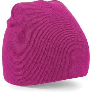 Warme gebreide Beanie wintermuts in het fuchsia roze voor volwassenen - Damesmutsen / herenmutsen - 100% polyacryl - Basic line