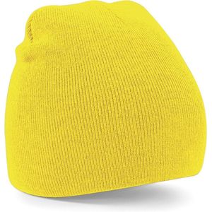 Warme gebreide Beanie wintermuts in het geel voor volwassenen - Damesmutsen / herenmutsen - 100% polyacryl - Basic line