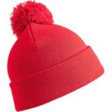 Trendy warme wintermuts in het rood met pom pom voor kinderen - Jongens en meisjes model muts - 100% polyacryl