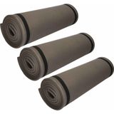 3x stuks grijze yogamatten/sportmatten 180 x 50 cm - Sportmatten voor o.a. yoga, pilates en fitness