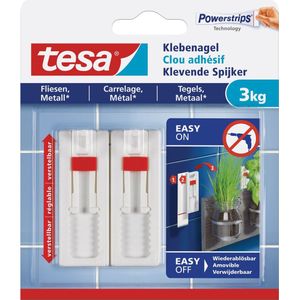Tesa - Klevende Spijker - Wit - Kunststof - 2x Stuks
