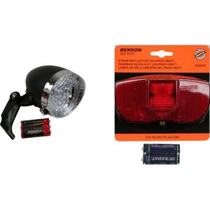 Fietsverlichting set - koplamp en achterlicht - met reflector - universeel - klassiek