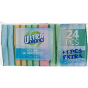 Ultra Clean - 24x Schuursponsjes/Schoonmaaksponsjes - 8 cm