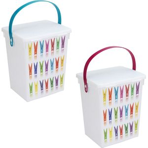 Wasmiddelboxen - Roze en Turquoise - 2x Bewaarboxen - 5 Liter - 23 x 18 cm
