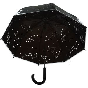 Paraplu met transparante sterrenhemel print zwart 81 cm