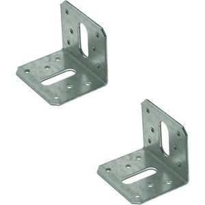8x Hoekankers / stoelhoeken staal verzinkt - 5 x 5 cm - slobgat 30 x 9 / 30 x 12 mm - hoekijzers voor balkverbinding / houtverbinding - hoekverbinders / versterkingshoeken