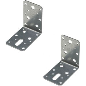 4x Hoekankers / stoelhoeken staal verzinkt - 4 x 10 cm - slobgat 4 x 1.2 cm - hoekijzers voor balkverbinding / houtverbinding - hoekverbinders / versterkingshoeken