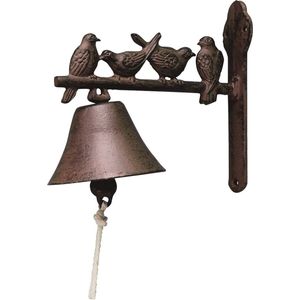 Klassieke deurbel vogels bruin gietijzer 19 cm - Huisbenodigdheden - Klassieke deurbellen