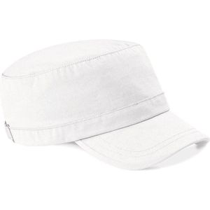 Katoenen leger/army pet/cap wit voor volwassenen - Beechfield petten/caps - Witte unisex petjes