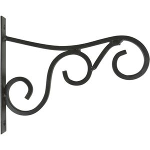 Muurhaken - voor hangpotten - metaal - zwart - 25 x 20 cm - plantenbakken/bloembakken - Tuin/muur decoraties