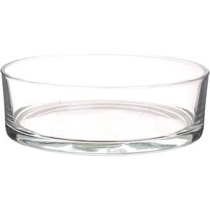 Lage schaal/vaas schaal transparant rond glas 8 x 25 cm - plat - glazen vazen - woonaccessoires