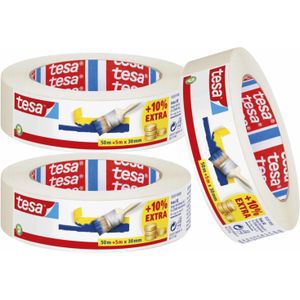 3x rollen afplaktape/schilderstape 30 mm x 55 m - Verf afplakband/tape - Maskeertape - Tesa Masking tape