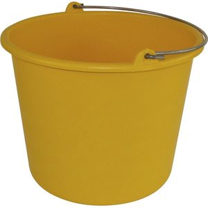 Huishoud emmer - geel - kunststof - met hengsel - 12 liter - Schoonmaak emmer - Emmers
