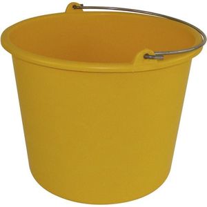 1x Huishoudemmers kunststof 12 liter geel - Schoonmaaklemmer - Schoonmaken/reinigen - Wasemmer