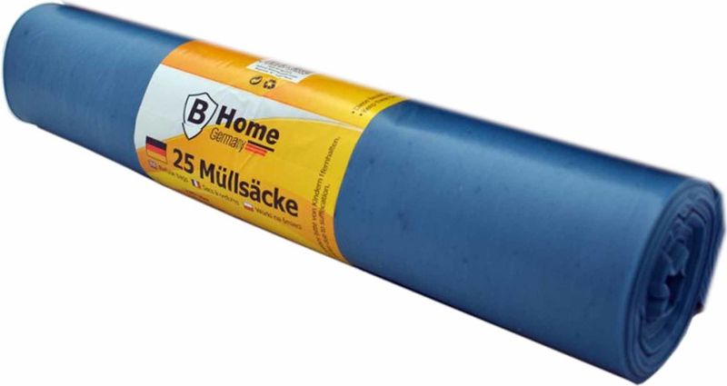 125x Grote keuken/tuin afvalzakken/vuilniszakken 120 liter rol blauw - Huishoudartikelen - Prullenbak zakken