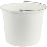 2x Huishoudemmers kunststof 12 liter wit - Schoonmaaklemmer - Schoonmaken/reinigen - Wasemmer