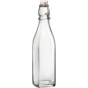 Bormioli Rocco beugelfles/weckfles - 500 ml - vierkant - transparent - water/olie/azijn/spapen - Weckpotten