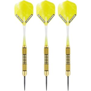 1x Set van 3 dartpijlen Speedy Yellow Brass 19 grams - Darten/darts sport artikelen pijltjes messing