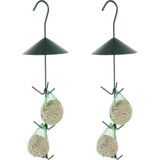 2x Vogel vetbollen houders hangend 44 cm - Vogel voederhangers/vetbolhangers