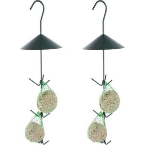 2x Vogel vetbollen houders hangend 44 cm - Vogel voederhangers/vetbolhangers