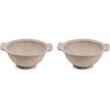 Forte Plastics Keuken vergiet/zeef - kunststof - Dia 23 cm x Hoogte 10 cm - taupe