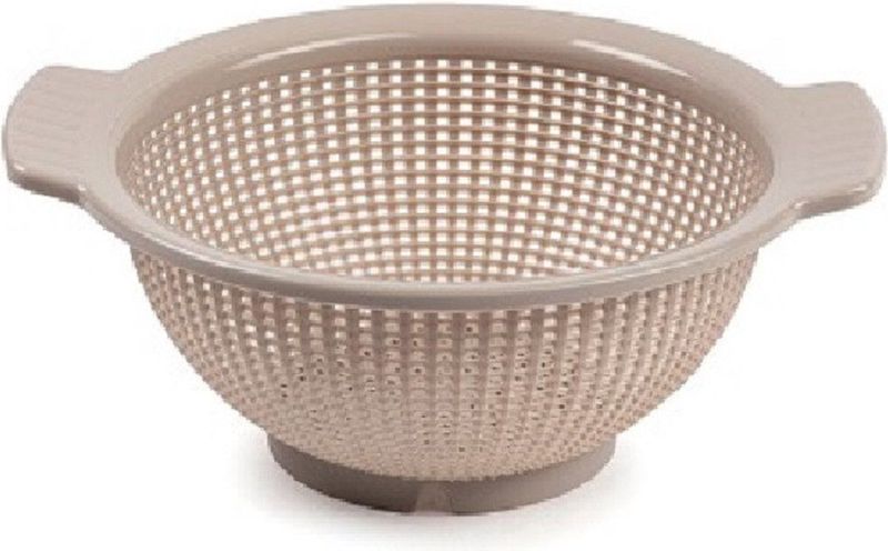 Forte Plastics Keuken vergiet/zeef - kunststof - Dia 23 cm x Hoogte 10 cm - taupe