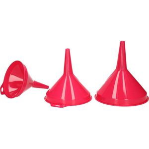 Trechters set groot fuchsia roze 3-delig - Keuken/camping artikelen/benodigdheden - 12, 14 en 16 cm