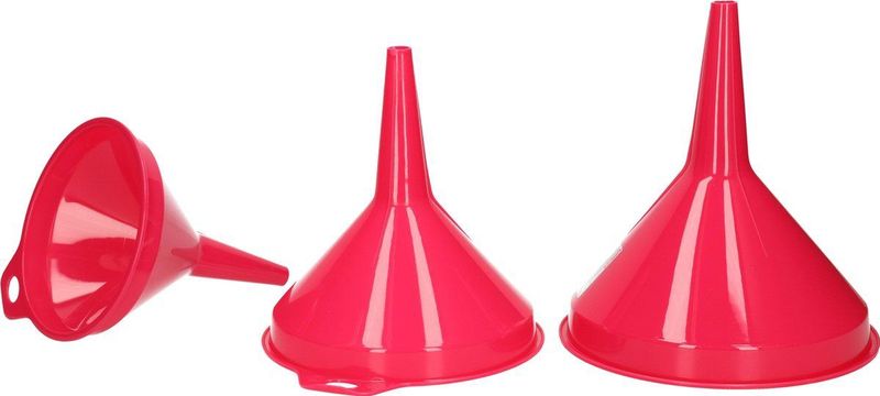 Trechters set groot fuchsia roze 3-delig - Keuken/camping artikelen/benodigdheden - 12, 14 en 16 cm