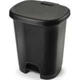 Plasticforte Pedaalemmer - zwart - 18 liter - 33x28x40 cm - kunststof - prullenbak