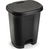 Plasticforte Pedaalemmer - zwart - 18 liter - 33x28x40 cm - kunststof - prullenbak