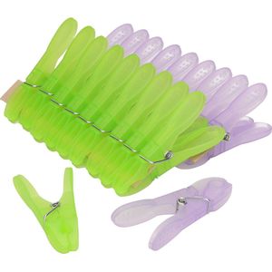 20x Grote wasknijpers / wasspelden kunststof met metalen veer van 8.5 cm - huishoudelijke producten - knijpers