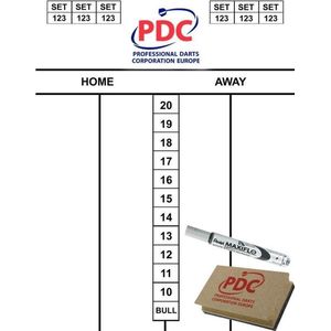 Dartspel scorebord set whiteboard 45x30 cm