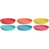 18x stuks gekleurde borden kunststof 23 cm - Campingservies/picknickservies