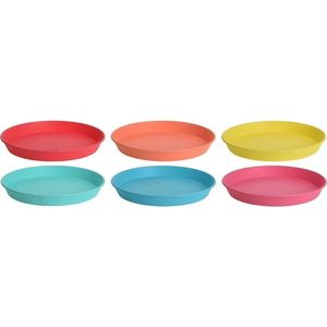 24x stuks gekleurde borden kunststof 23 cm - Campingservies/picknickservies