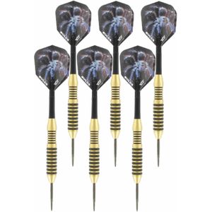 2x Set van 3 dartpijlen Tarantula Brass 24 grams - Darten/darts sport artikelen pijltjes messing