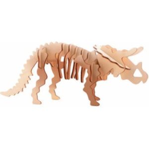 Houten 3D Puzzel Dinosaurus Triceratops 21 cm - Dino Bouwspeelgoed Triceratops