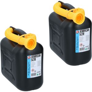 2x Zwarte brandstof jerrycan 5L