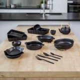 1x Zwarte ovenschalen/serveerschalen 21 x 14 cm - Rechthoekig - Klassieke braadsledes - Ovenschotel schalen - Bakvorm/braadslede