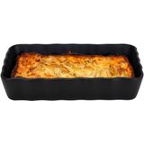 1x Zwarte ovenschalen/serveerschalen 21 x 14 cm - Rechthoekig - Klassieke braadsledes - Ovenschotel schalen - Bakvorm/braadslede