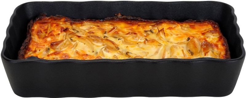 1x Zwarte ovenschalen/serveerschalen 21 x 14 cm - Rechthoekig - Klassieke braadsledes - Ovenschotel schalen - Bakvorm/braadslede