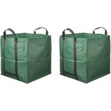 4x Groene vierkante tuinafvalzakken opvouwbaar 148 liter - Tuinafvalzakken - Tuin schoonmaken/opruimen - Tuinonderhoud