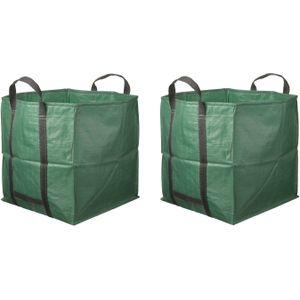 2x Groene vierkante tuinafvalzakken opvouwbaar 324 liter - Tuinafvalzakken - Tuin schoonmaken/opruimen - Tuinonderhoud