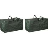 4x Groene vierkante kofferbak tuinafval/afvalzakken opvouwbaar 225 liter - Tuinafvalzakken - Tuin schoonmaken/opruimen - Tuinonderhoud