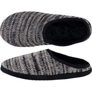 Apollo - Gebreide Instap Pantoffels - Zwart/Wit - Polyester