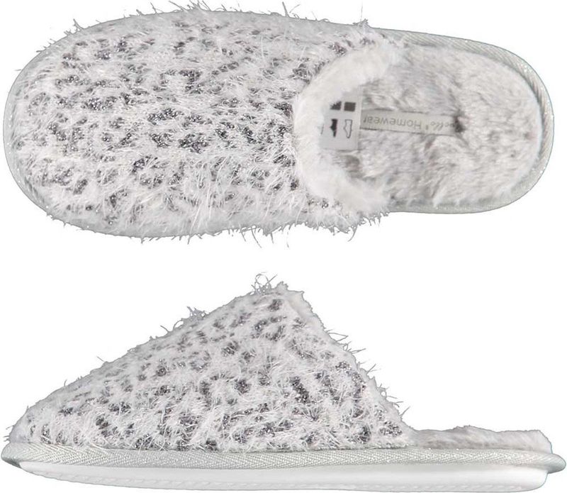 Grijze Pantoffels - Dierenprint - Polyester - Anti-Slip Zool