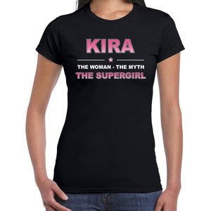 Naam cadeau Kira - The woman, The myth the supergirl t-shirt zwart - Shirt verjaardag/ moederdag/ pensioen/ geslaagd/ bedankt M