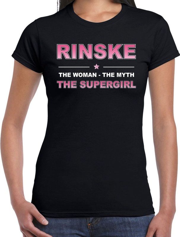 Naam Rinske  The women, The myth the supergirl shirt zwart cadeau shirt